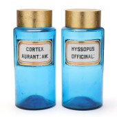 TWO ANTIQUE BLUE GLASS APOTHEC
