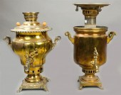 TWO ANTIQUE BRASS SAMOVARSTWO