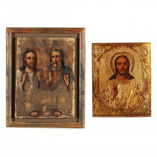 TWO ANTIQUE BYZANTINE ICONS