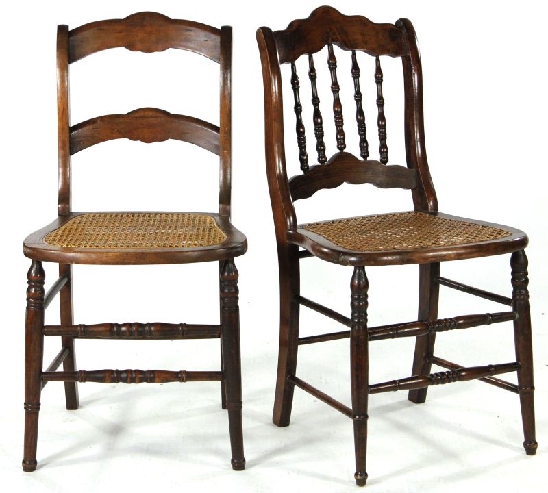 Two Antique Cane Side Chairsthe