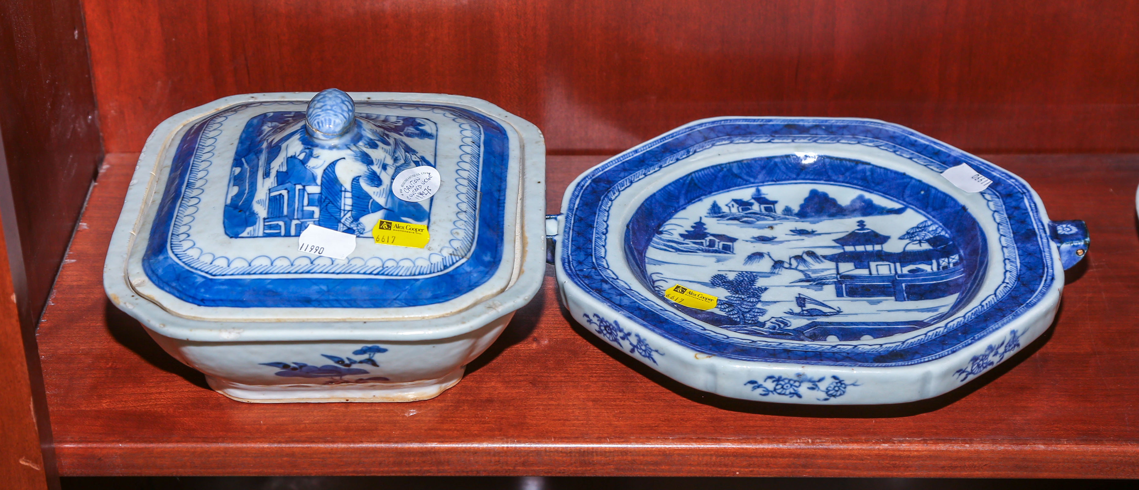 TWO ANTIQUE CANTON SERVING DISHES