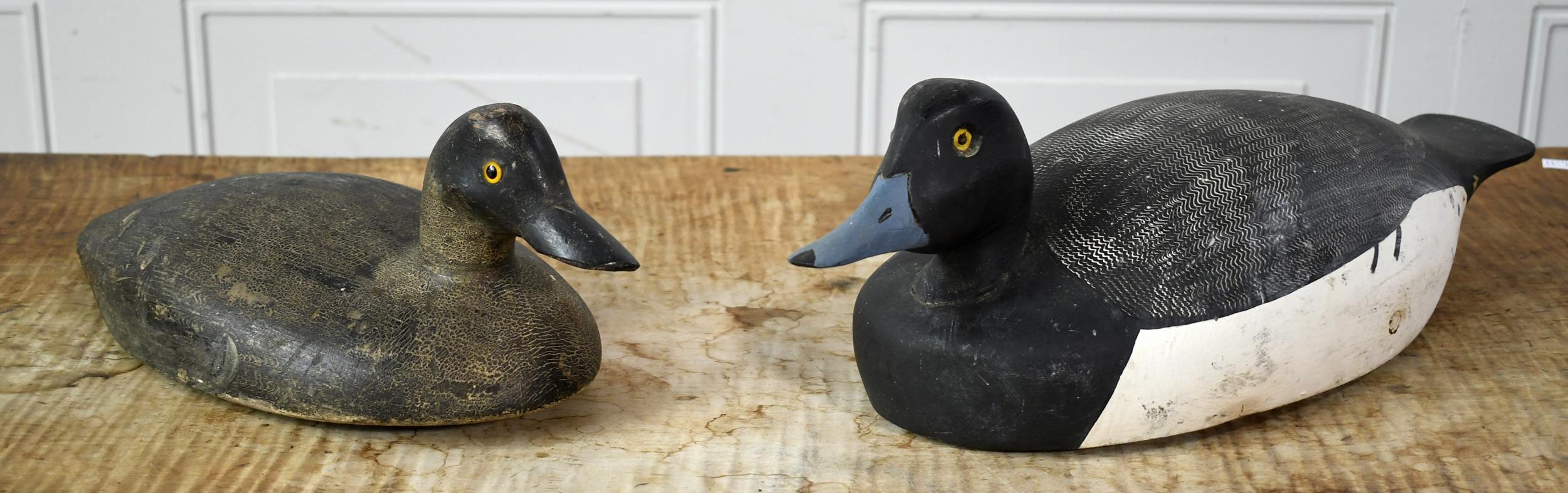TWO ANTIQUE CARVED AND PAINTED DUCK