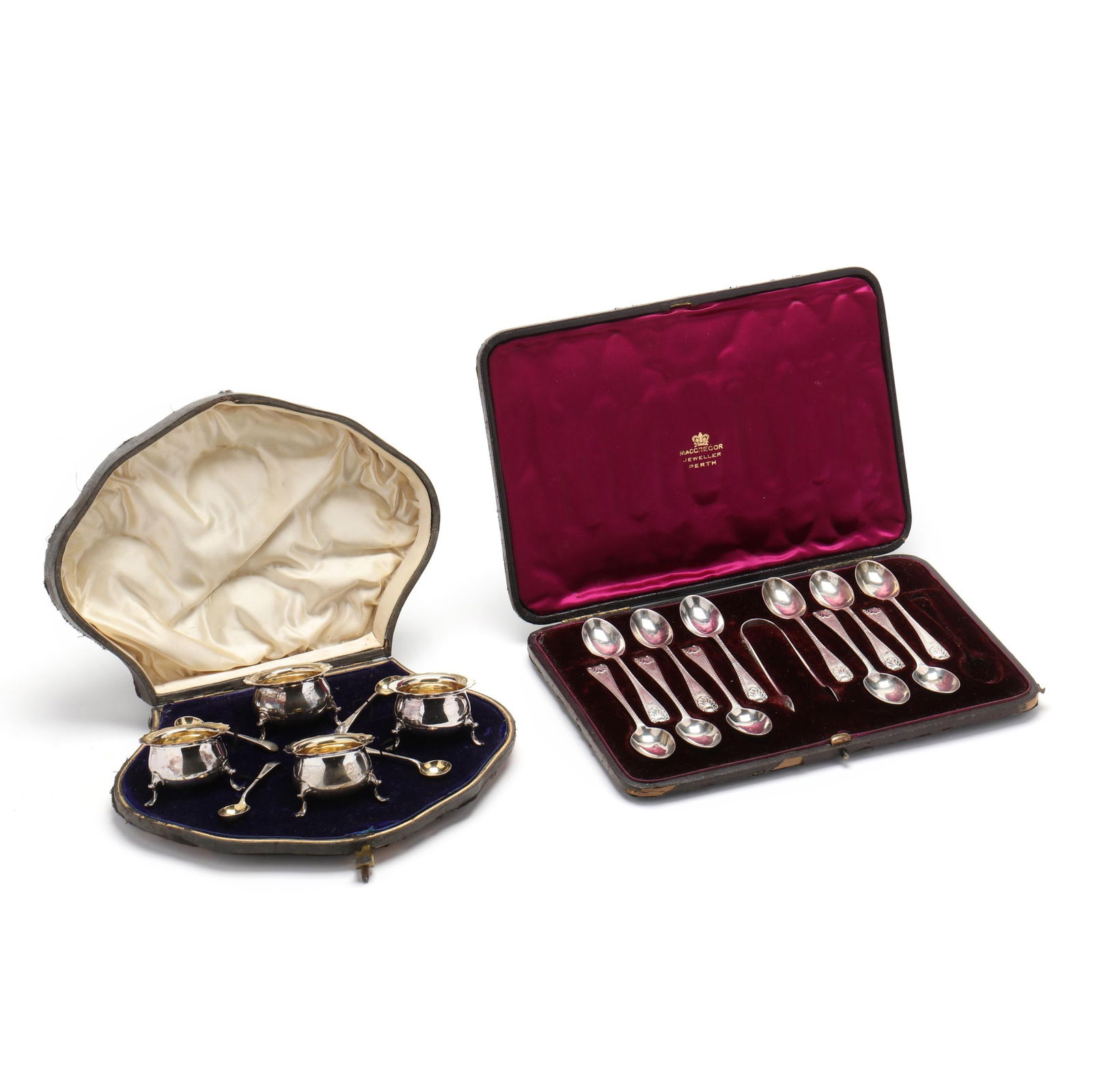 TWO ANTIQUE CASED ENGLISH SILVER