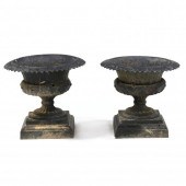 TWO ANTIQUE CAST IRON GARDEN U