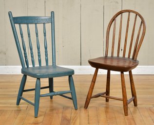 Two antique children’s chairs,