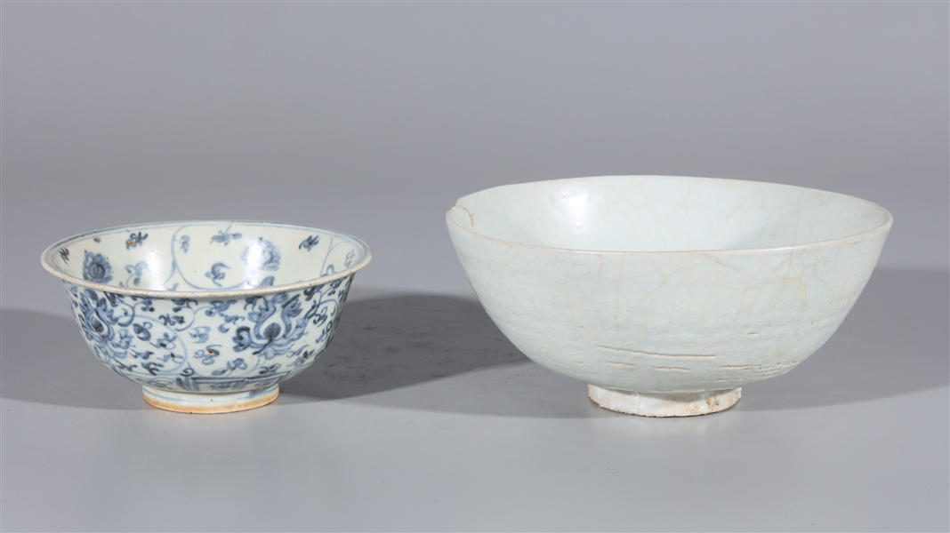 Two antique Chinese blue and