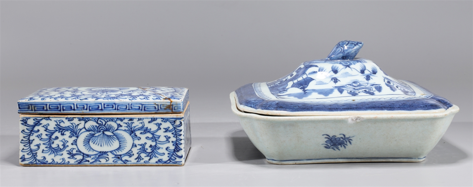 Two antique Chinese blue and
