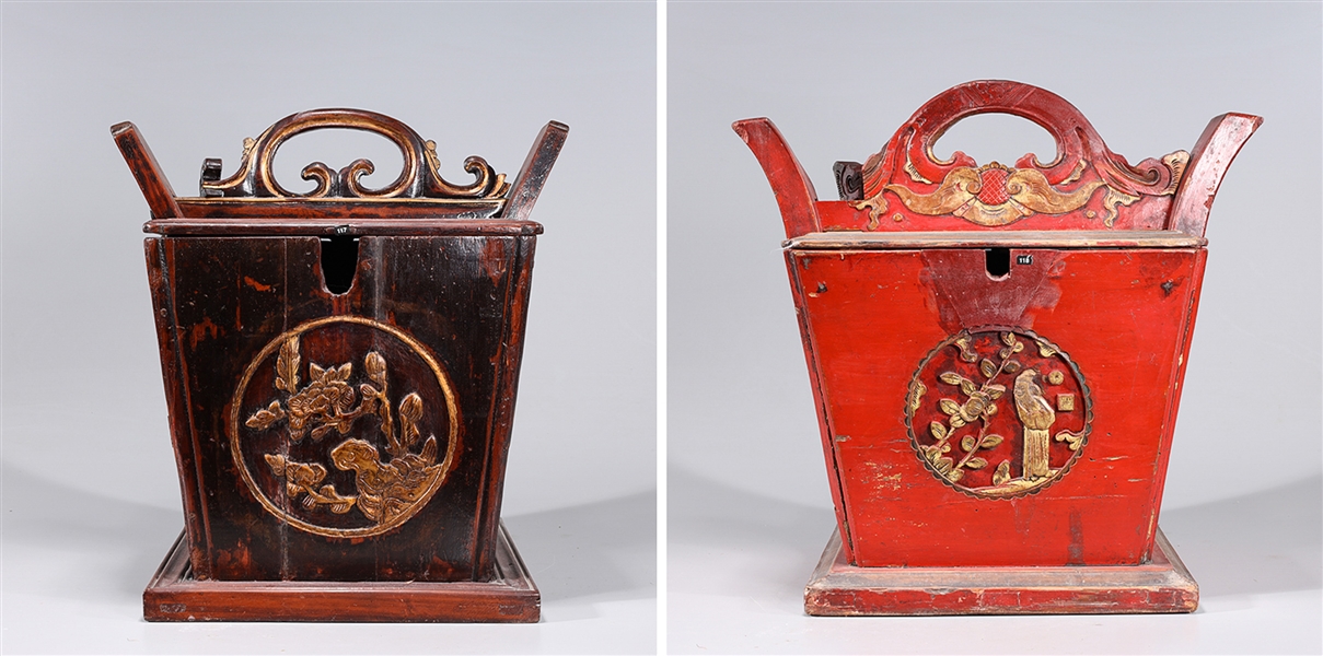 Two antique Chinese gilt and