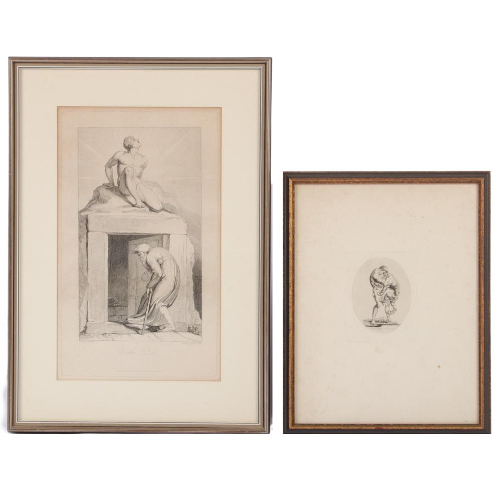 TWO ANTIQUE CONTINENTAL ENGRAVINGS,