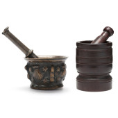TWO ANTIQUE CONTINENTAL MORTAR