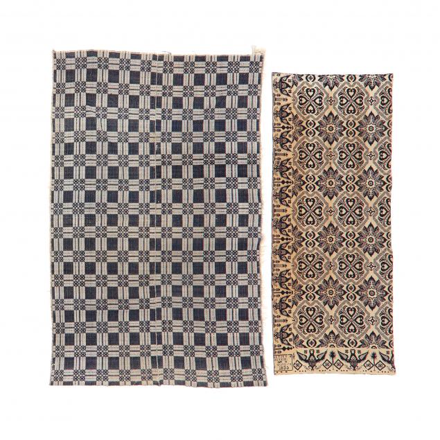 TWO ANTIQUE COVERLETS The first a