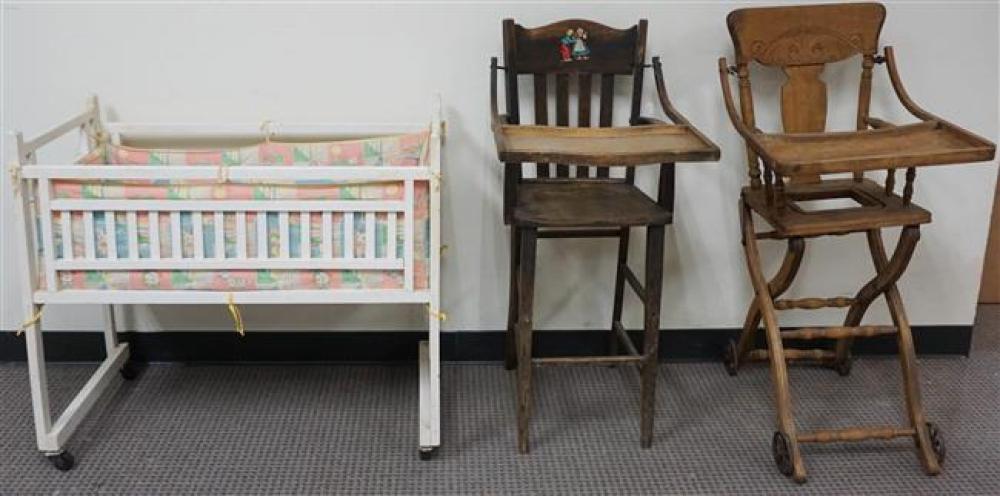 TWO ANTIQUE DECORATED FRUITWOOD