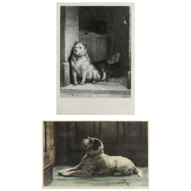 TWO ANTIQUE DOG PRINTS AFTER