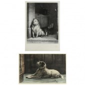 TWO ANTIQUE DOG PRINTS AFTER D