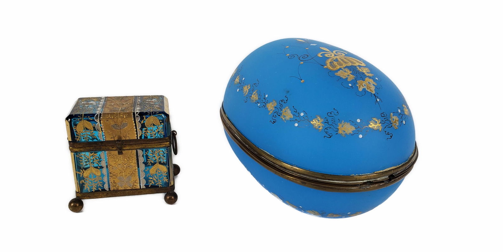 TWO ANTIQUE DRESSER BOXES TO