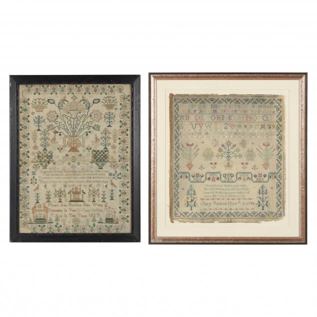 TWO ANTIQUE FRAMED NEEDLEWORK