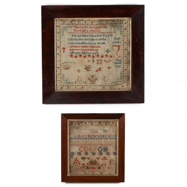 TWO ANTIQUE FRAMED NEEDLEWORK