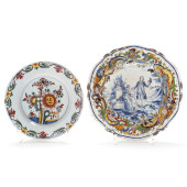 TWO ANTIQUE FRENCH FAIENCE PLA