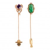 TWO ANTIQUE GEM-SET AND 14K GO