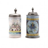 TWO ANTIQUE GERMAN FAIENCE STE