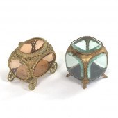 TWO ANTIQUE GILT METAL AND BEV