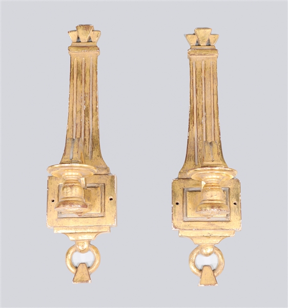 Two antique gilt wood candle