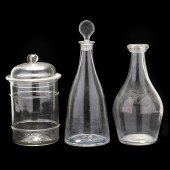 TWO ANTIQUE GLASS DECANTERS AN