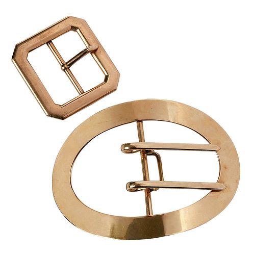 TWO ANTIQUE GOLD BUCKLESoval