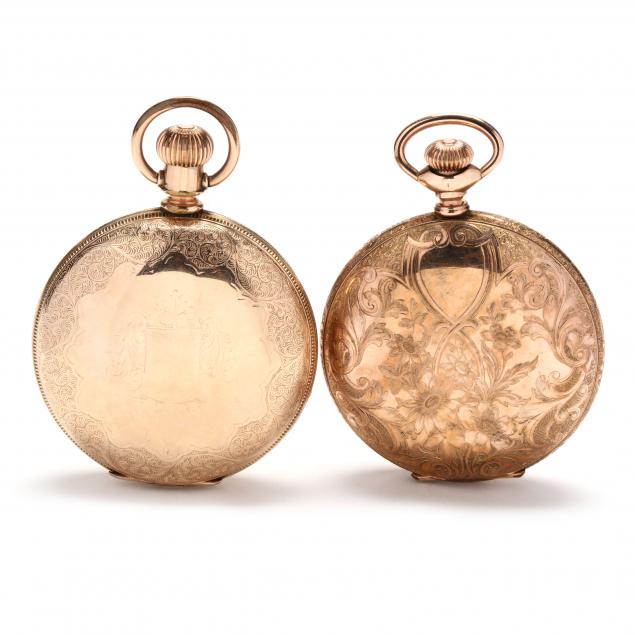 TWO ANTIQUE GOLD FILLED HUNTER CASE