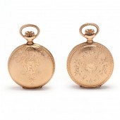 TWO ANTIQUE GOLD LADY'S HUNTER