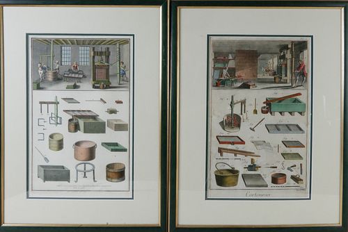 TWO ANTIQUE HAND COLORED