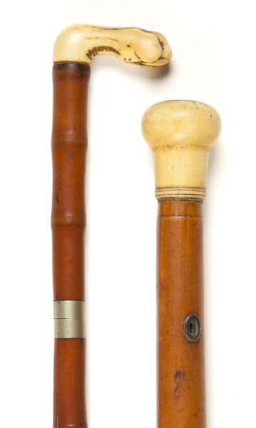 Two Antique Ivory-Topped Sword