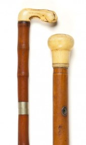 Two Antique Ivory-Topped Sword