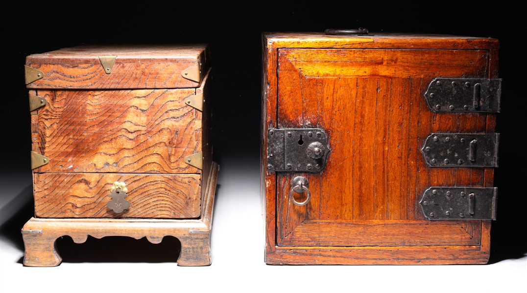 Two antique Japanese wood boxes