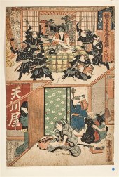 Two antique Japanese woodblock