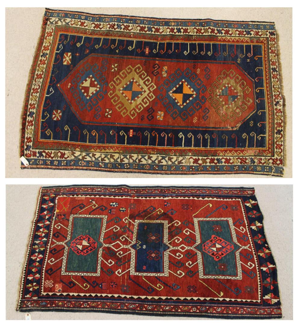 TWO ANTIQUE KAZAK AREA RUGTWO