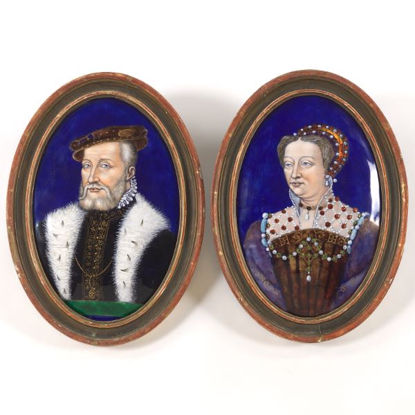 TWO ANTIQUE LIMOGES ENAMEL ON