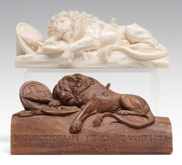 TWO ANTIQUE LION OF LUCERNE