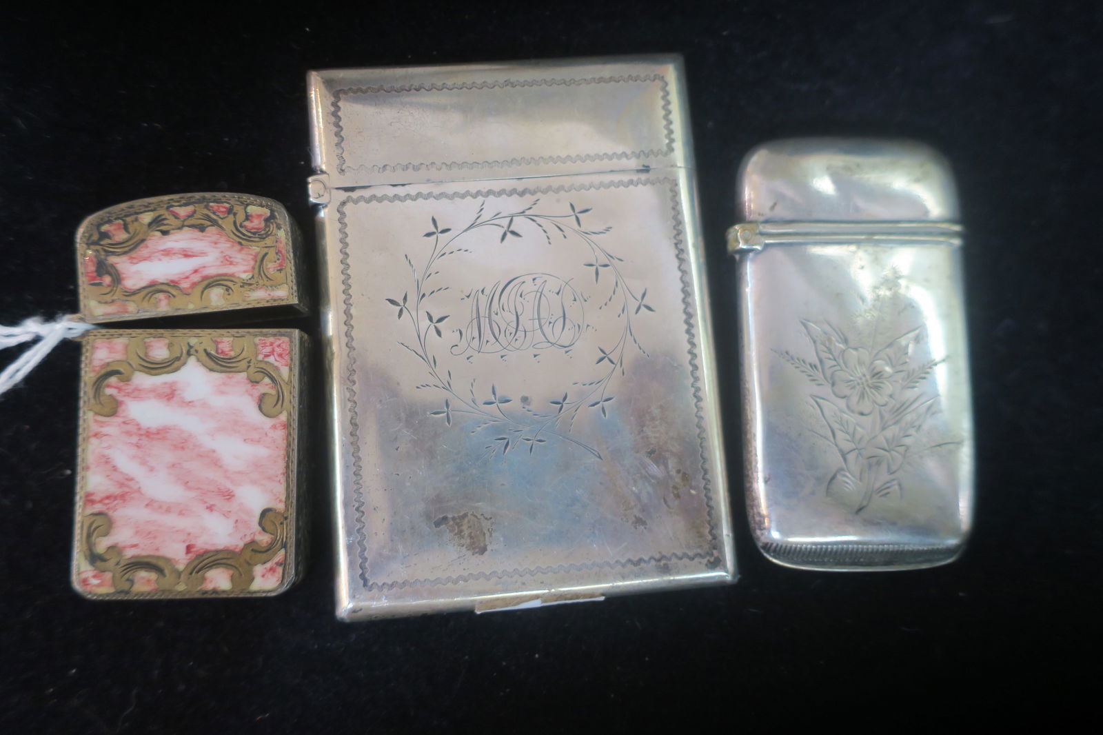 TWO ANTIQUE MATCH SAFES AND