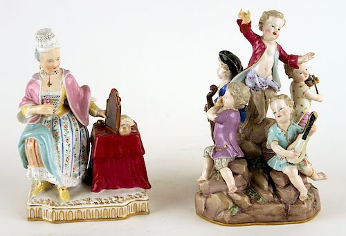 TWO ANTIQUE MEISSEN PORCELAIN