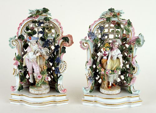TWO ANTIQUE MEISSEN PORCELAIN