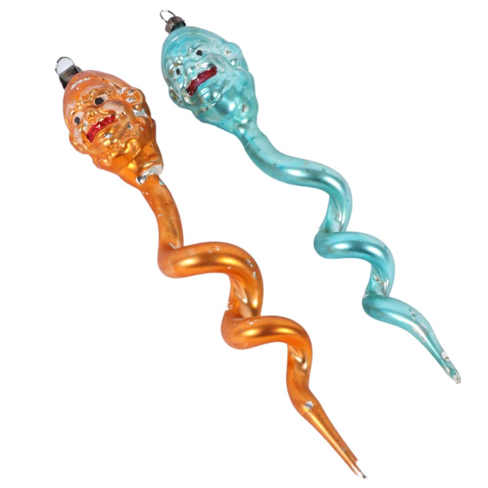 TWO ANTIQUE MERCURY GLASS FIGURAL