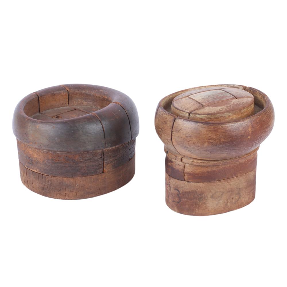 TWO ANTIQUE MILLINERY WOOD HAT