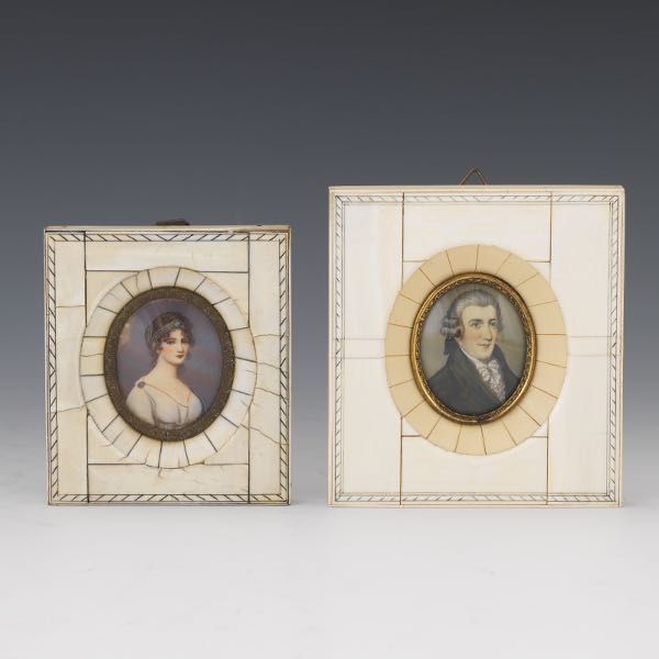 TWO ANTIQUE MINIATURE PORTRAITS