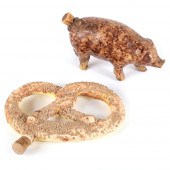 TWO ANTIQUE NOVELTY FIGURAL PO