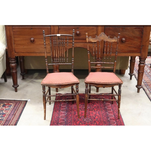 Two antique oak spindle back parlor
