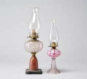 TWO ANTIQUE OIL LAMPSTwo antiq