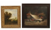 TWO ANTIQUE OIL ON CANVAS PAIN