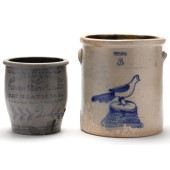 TWO ANTIQUE PA. STONEWARE STOR