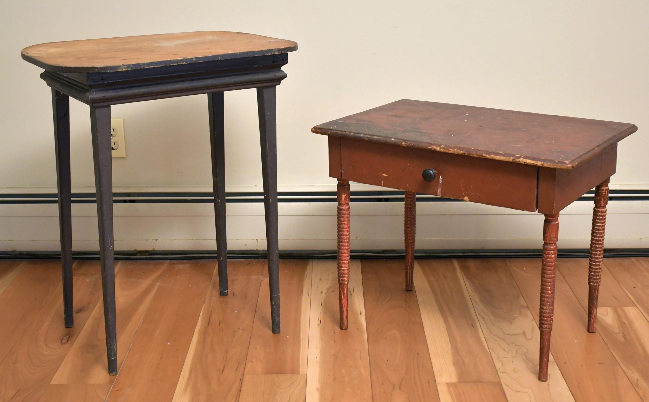TWO ANTIQUE PAINTED TABLES. Late